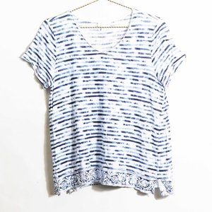 J. Jill Striped Round Neck Linen T-Shirt M